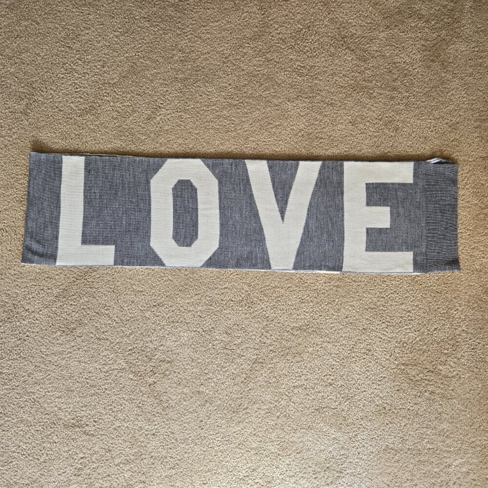 Rebecca Minkoff Knit Scarf LOVE Grey White